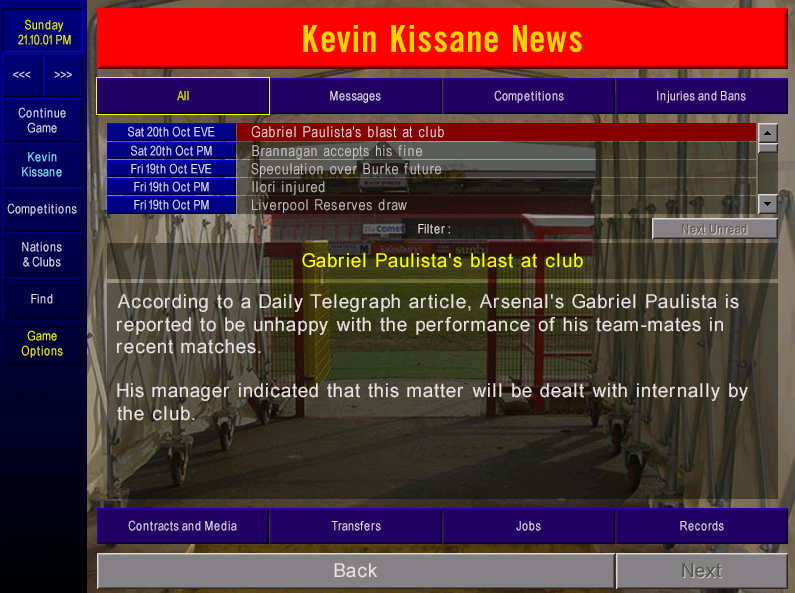 what to do when a player is unhappy championship manager 01/02